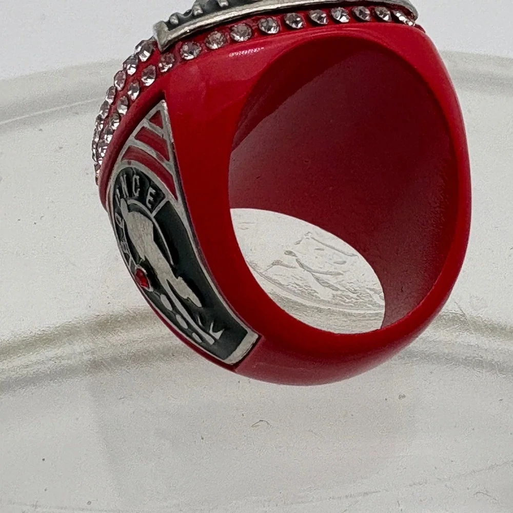 10 Bownet Award Basketball Finalist Champions Ring Red Silver Rhinestone Size 11